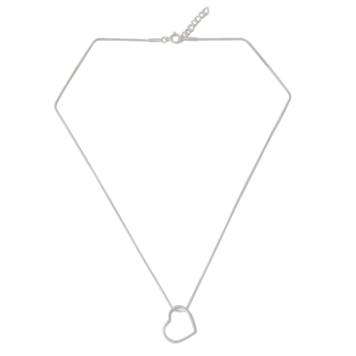 Sterling silver pendant necklace, 'Modern Heart' - Fair Trade Sterling Silver Pendant Necklace