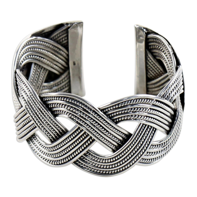 Sterling silver cuff bracelet, 'Lanna Magnificence' - Sterling silver cuff bracelet