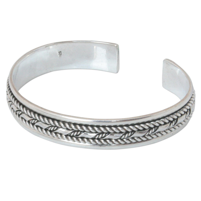 Sterling silver cuff bracelet, 'Bamboo Illusions' - Sterling Silver Cuff Bracelet