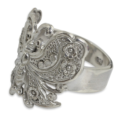Sterling silver cocktail ring, 'Spring Butterfly' - Sterling Silver Cocktail Ring