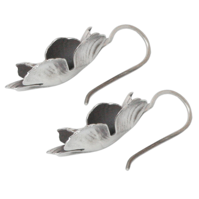 Silver flower earrings, 'Chiang Mai Jasmine' - Artisan Crafted Silver Drop Earrings