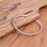 Men's sterling silver cuff bracelet, 'Thai Swirl' - Men's Artisan Crafted Sterling Silver Cuff Bracelet