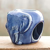 UNICEF Market | Celadon Ceramic Oil Warmer - Sapphire Elephant