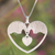 Sterling silver heart necklace, 'Elephants in Love' - Sterling Silver Heart Necklace thumbail