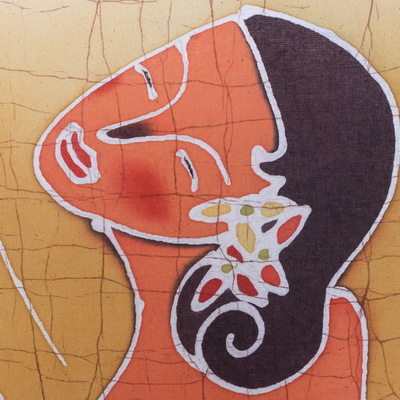 Batik art, 'A Walk in the Garden' - Hand Made Batik Cotton Wall Hanging