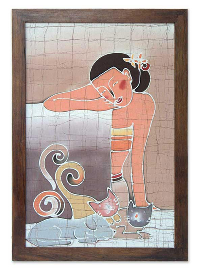 Batik-Kunst - Wandbehang aus Batik-Baumwolle
