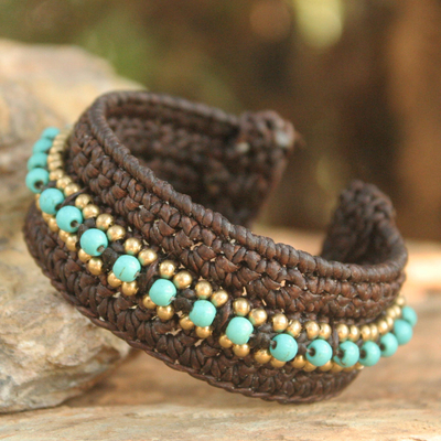 Calcite cuff bracelet, 'Thai Supreme' - Turquoise Colored Cuff Bracelet