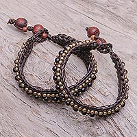 Onyx wristband bracelets, 'Tribal Chic' (pair)