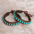 Calcite wristband bracelets, 'Tribal Chic' (pair) - Hand Made Turquoise Colored Wristband Bracelet (Pair) (image 2) thumbail