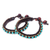 Calcite wristband bracelets, 'Tribal Chic' (pair) - Hand Made Turquoise Colored Wristband Bracelet (Pair) thumbail