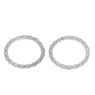 Sterling silver stacking rings, 'Spiral Touch' (pair) - Handcrafted Sterling Silver Stacking Rings (Pair)