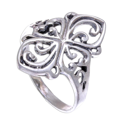 Sterling silver cocktail ring, 'Elegance' - Sterling Silver Band Ring