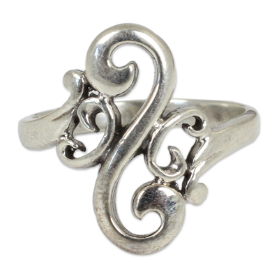 Sterling silver cocktail ring, 'Arabesque Curl' - Sterling Silver Band Ring