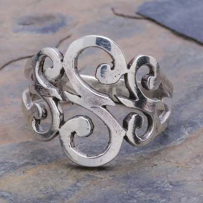 Sterling silver cocktail ring, Three Sweet Swirls