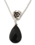 Onyx flower necklace, 'Rose Lover' - Silver and Onyx Pendant Necklace thumbail