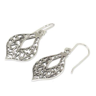 Sterling silver dangle earrings, 'Lace Petals' - Handcrafted Sterling Silver Dangle Earrings
