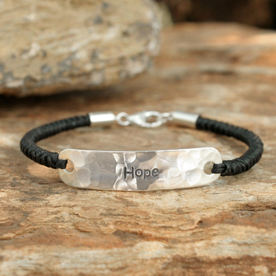 Sterling silver pendant bracelet, 'Spirit of Hope' - Sterling Silver Braided Bracelet