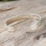 Sterling silver cuff bracelet, 'Peace' - Inspirational Sterling Silver Cuff Bracelet from Thailand