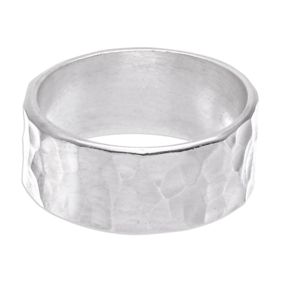 Sterling silver band ring, 'Spirit of Peace' - Handcrafted Sterling Silver Band Ring