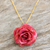 Natural rose pendant necklace, 'Sweet Pink' - Handcrafted Natural Flower Pendant Necklace