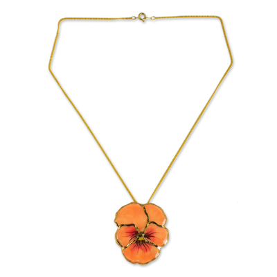 Halskette mit natürlichem Blumenanhänger - Halskette mit natürlichem Blumenanhänger aus Thailand