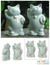 Celadon ceramic statuettes, 'Charming Good Luck Cats' (pair) - Celadon Ceramic Sculptures (Pair) thumbail