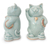 Celadon ceramic statuettes, 'Charming Good Luck Cats' (pair) - Celadon Ceramic Sculptures (Pair) (image 2a) thumbail