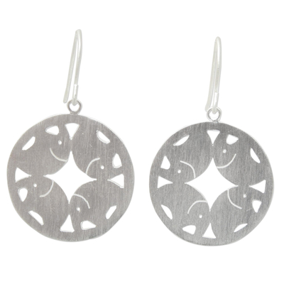 Sterling silver dangle earrings, 'Elephant Moon' - Sterling Silver Dangle Earrings