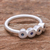 Sapphire cocktail ring, 'Songkran Moons' - Sterling Silver and Sapphire Ring thumbail