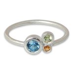 Blue topaz and citrine cocktail ring, 'Chiang Mai Majesty' - Handmade Blue Topaz and Citrine Cocktail Ring