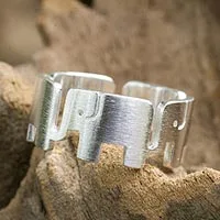 Sterling silver band ring, 'Elephant Pride'