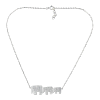 Sterling silver pendant necklace, 'Elephant Pride' - Hand Crafted Sterling Silver Pendant Necklace
