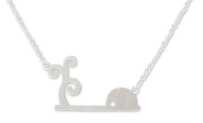 Sterling silver pendant necklace, 'Elephant Kingdom' - Sterling Silver Pendant Necklace from Thailand