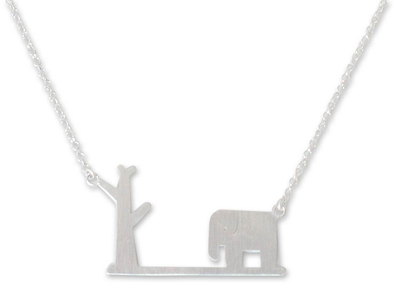Sterling silver pendant necklace, 'Wildlife' - Sterling silver pendant necklace