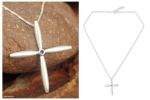 Iolite cross necklace, 'Visionary' - Modern Sterling Silver and Iolite Pendant Necklace