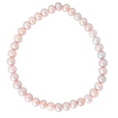 Pearl stretch bracelet, 'Pink Thai Rosebud' (large) - Hand Crafted Thai Pink Pearl Stretch Bracelet (Large)
