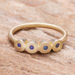 Gold plated sapphire cocktail ring, 'Songkran Moons' - Gold plated sapphire cocktail ring