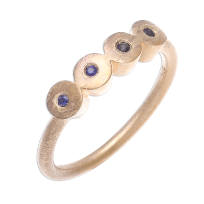 Gold plated sapphire cocktail ring, 'Songkran Moons' - Gold plated sapphire cocktail ring