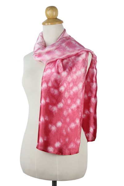 Unique Pink and White Ombre Silk Blend Patterned Scarf