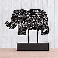 Wood sculpture, 'Thai Elephant Pride' - Wood sculpture