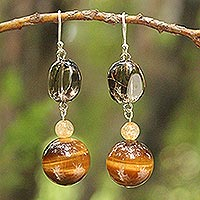 Featured review for Tigers eye and citrine dangle earrings, Goldenrod