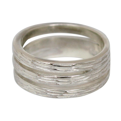 Sterling silver band ring, 'Thai Bamboo' - Handmade Modern Sterling Silver Band Ring