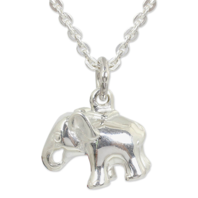 Sterling silver pendant necklace, 'Royal White Elephant' - Sterling Silver Pendant Necklace
