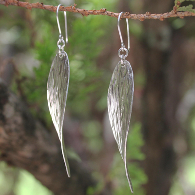 Sterling silver dangle earrings, 'Snow Wind' - Unique Sterling Silver Dangle Earrings