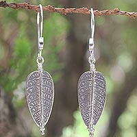 Sterling silver flower earrings, 'Hill Tribe Forest' - Sterling silver flower earrings