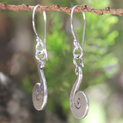 Sterling silver dangle earrings, 'Chiang Mai Song' - Sterling silver dangle earrings