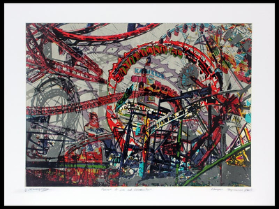 'Movement of Line and Color IV' - Expressionist Print from Thailand
