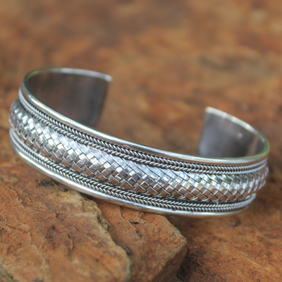 Sterling silver cuff bracelet, 'Chiang Mai Glamour' - Artisan Crafted Sterling Silver Cuff Bracelet