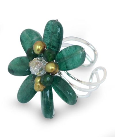 Floral Beaded Quartz Ring