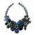 Quartz and cultured pearls flower necklace, 'Blossoming Midnight' - Floral Beaded Agate Necklace (image 2a) thumbail